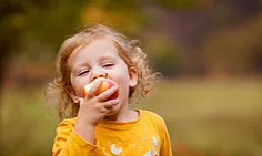 Emergency Food Assistance Program (TEFAP) - SMTCCAC - Little girl eating fruit with yellow clothing Photo